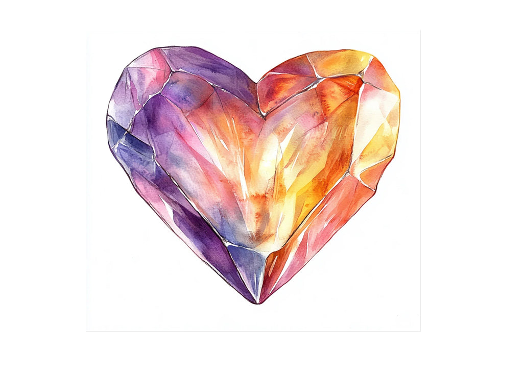 Sparkling Gemstone Heart Clipart Bundle