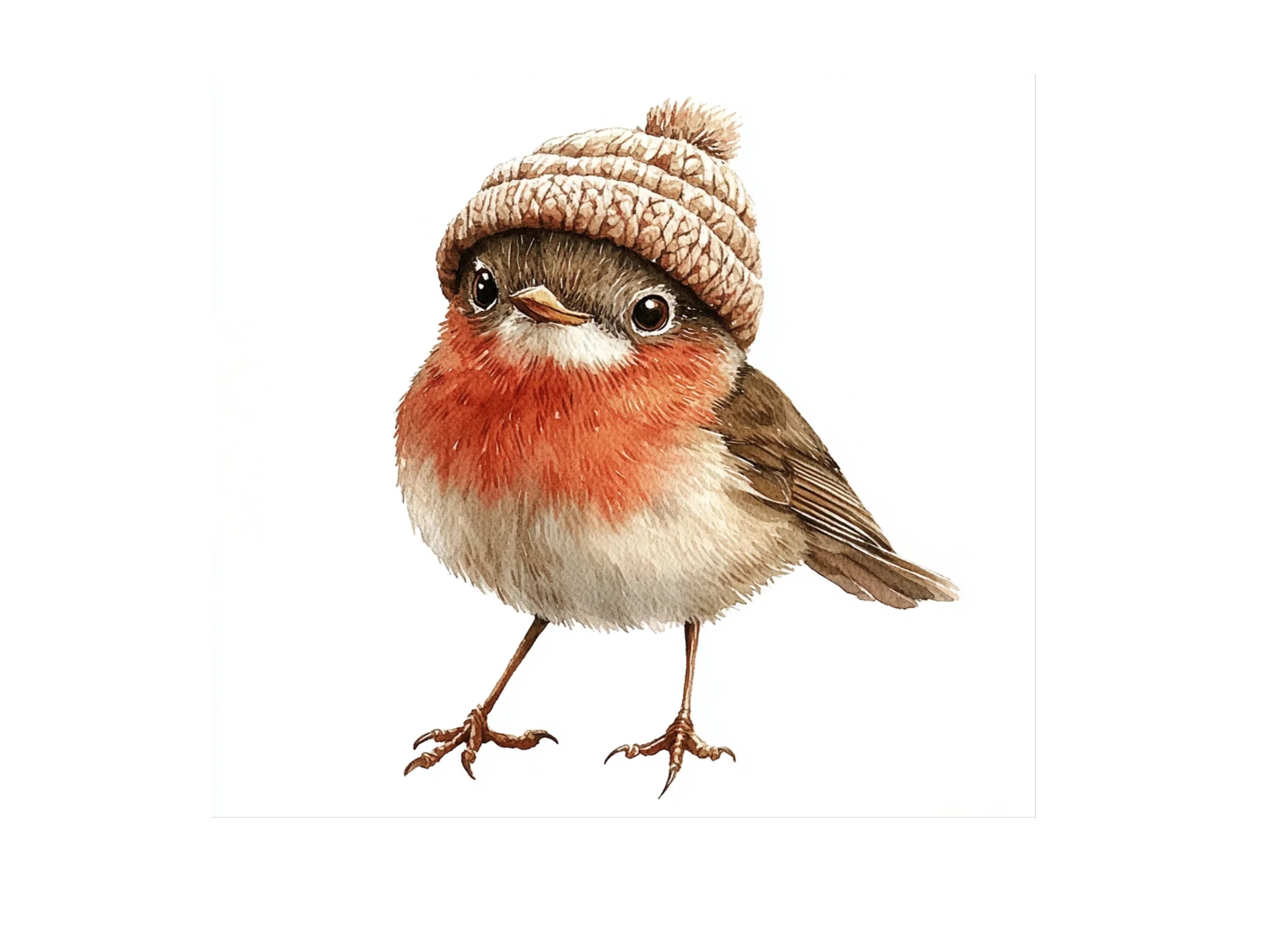 Cute Winter Birds with Knitted Hats Clipart Bundle