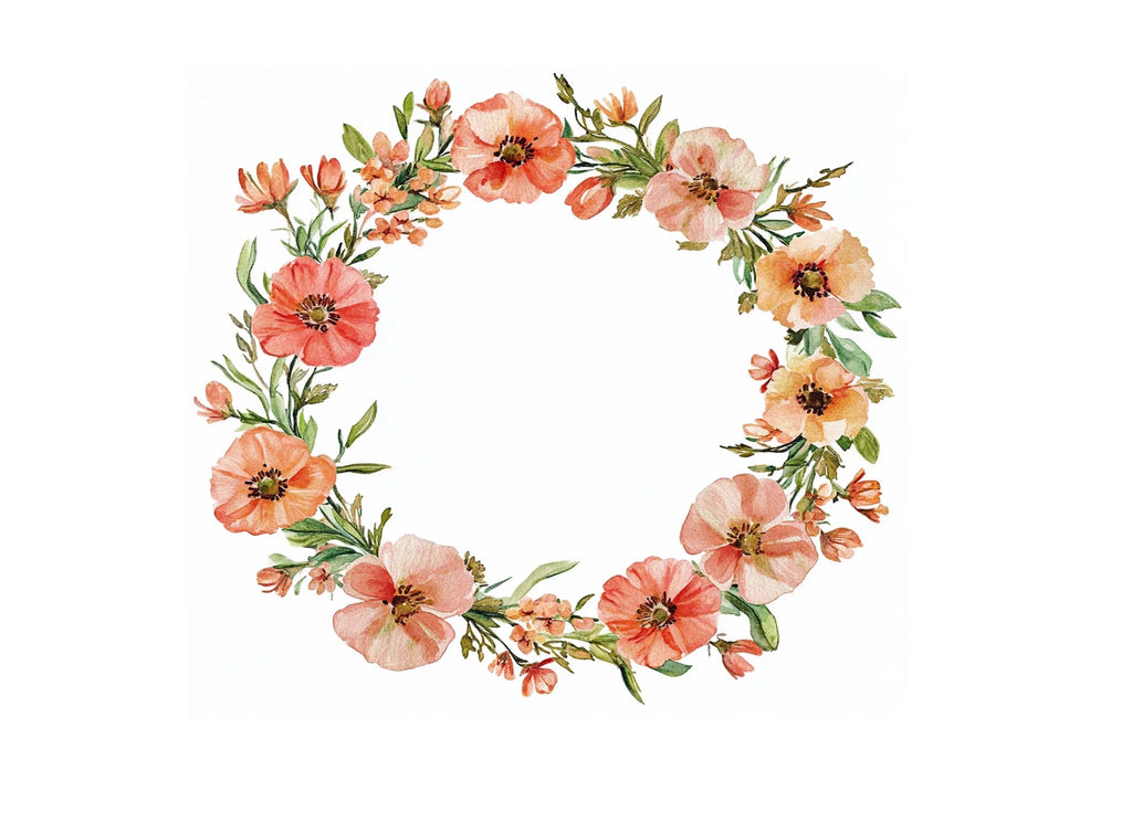 Pink Floral Wreaths Clipart Bundle