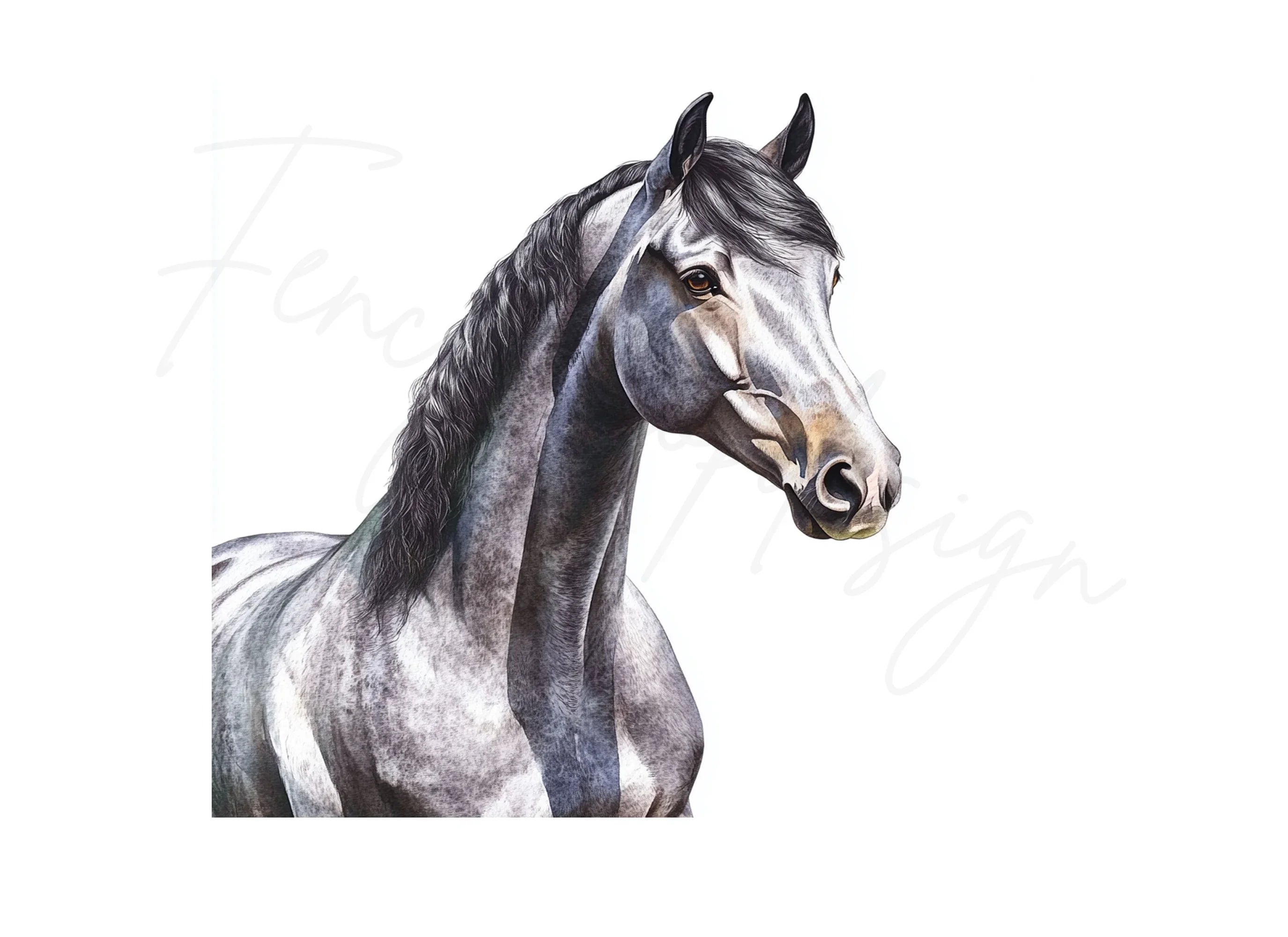 Elegant Grey Horse Head Clipart Bundle