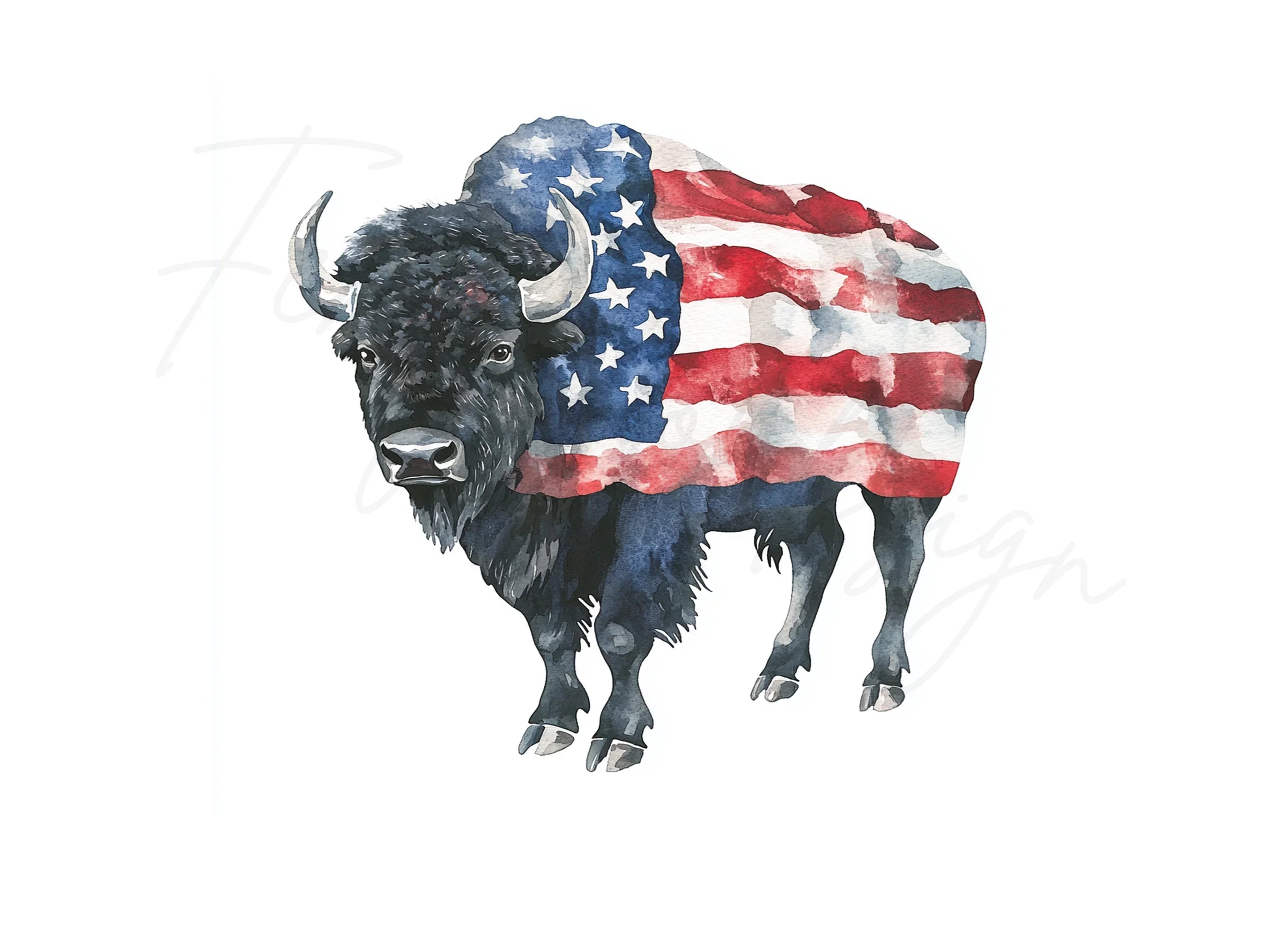 American Bison Flag Clipart Bundle
