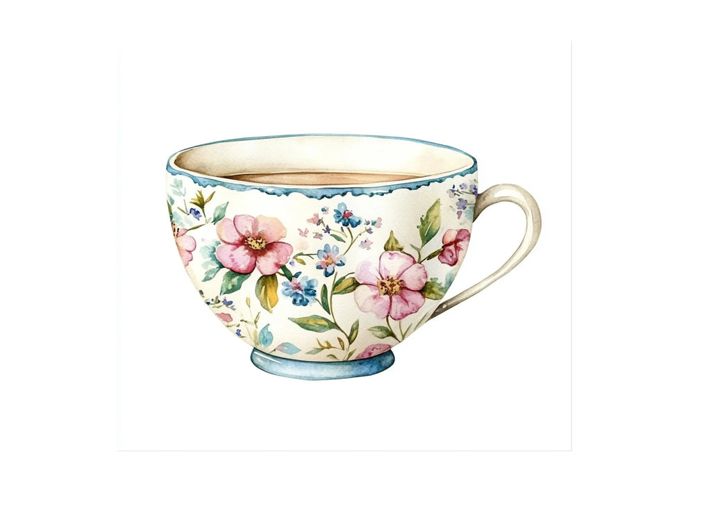 Elegant Floral Teacups Clipart Bundle