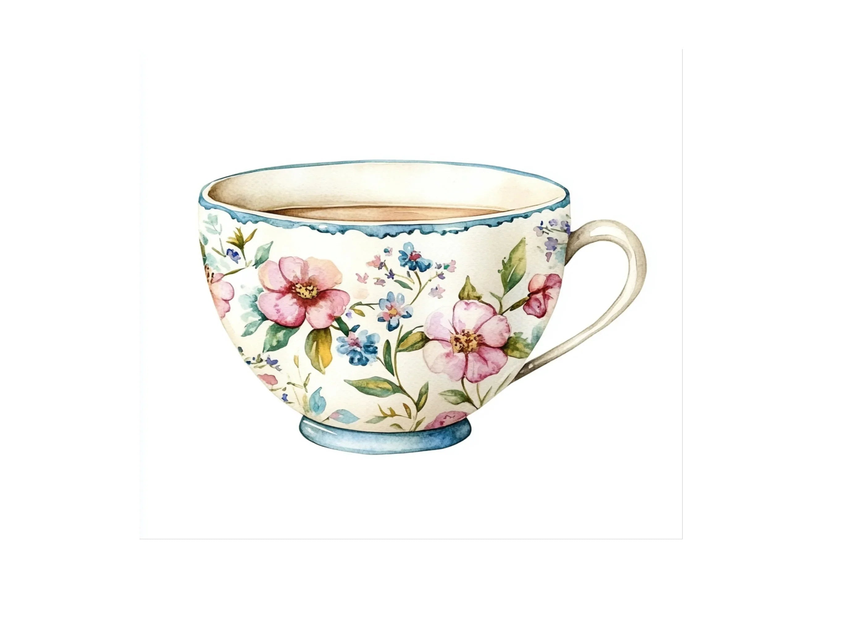 Elegant Floral Teacups Clipart Bundle
