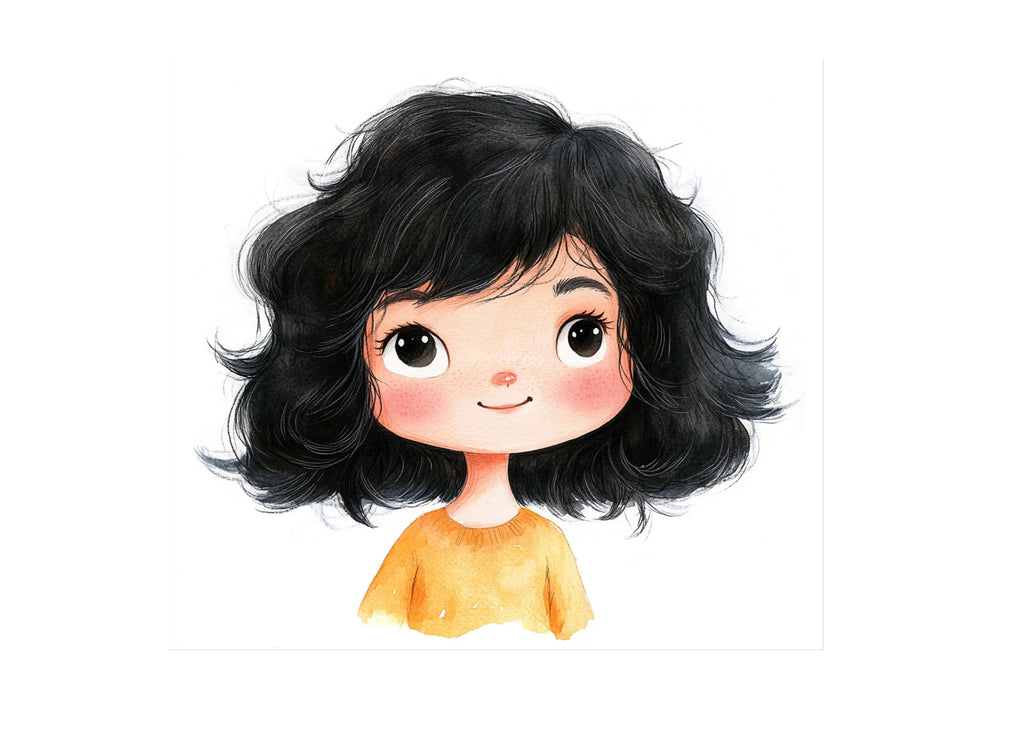 Cute Black Hair Girl Clipart Bundle