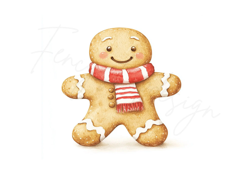 Cute Gingerbread Man with Scarf Clipart Bundle
