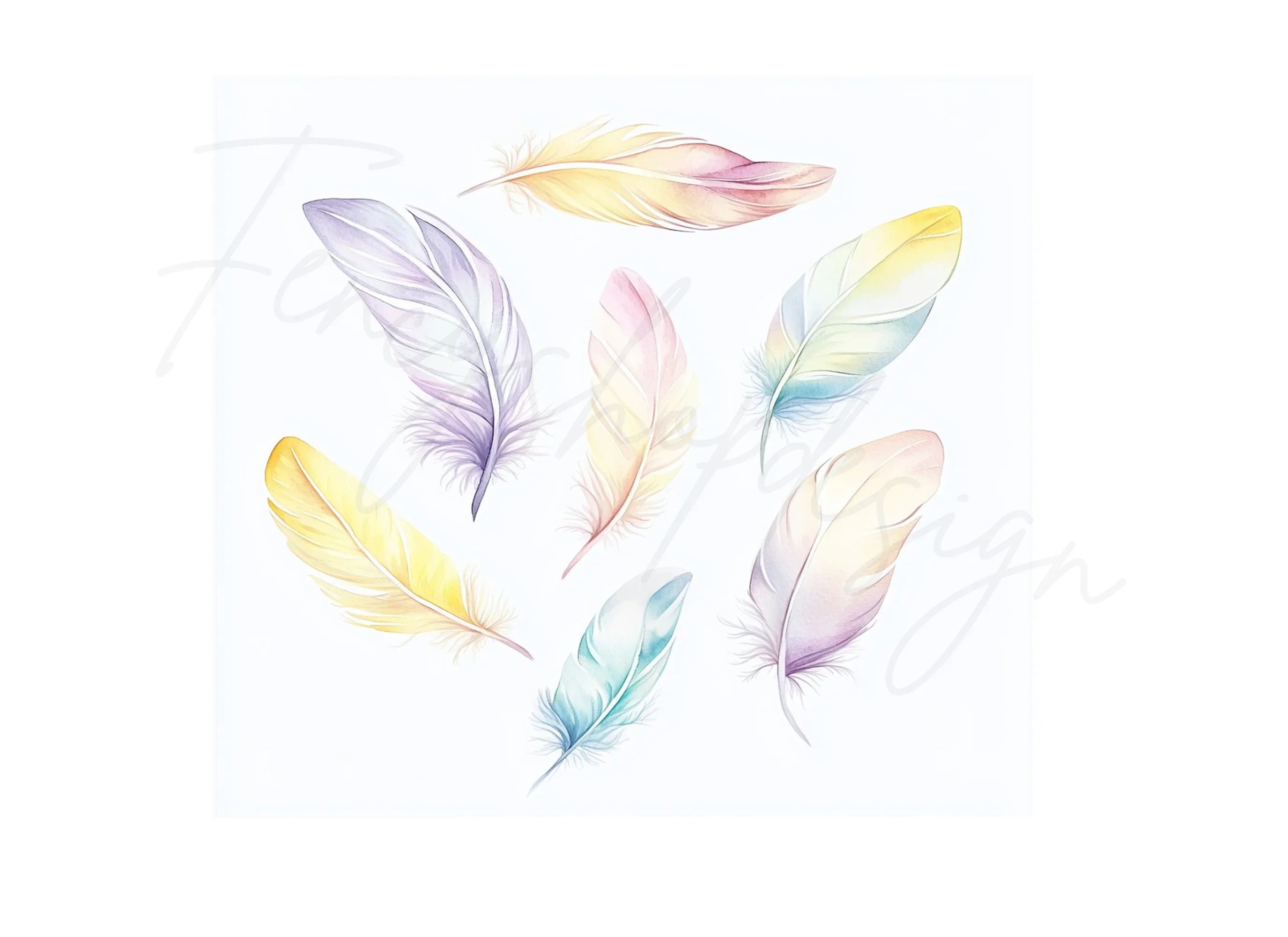 Soft Pastel Feather Clipart Bundle