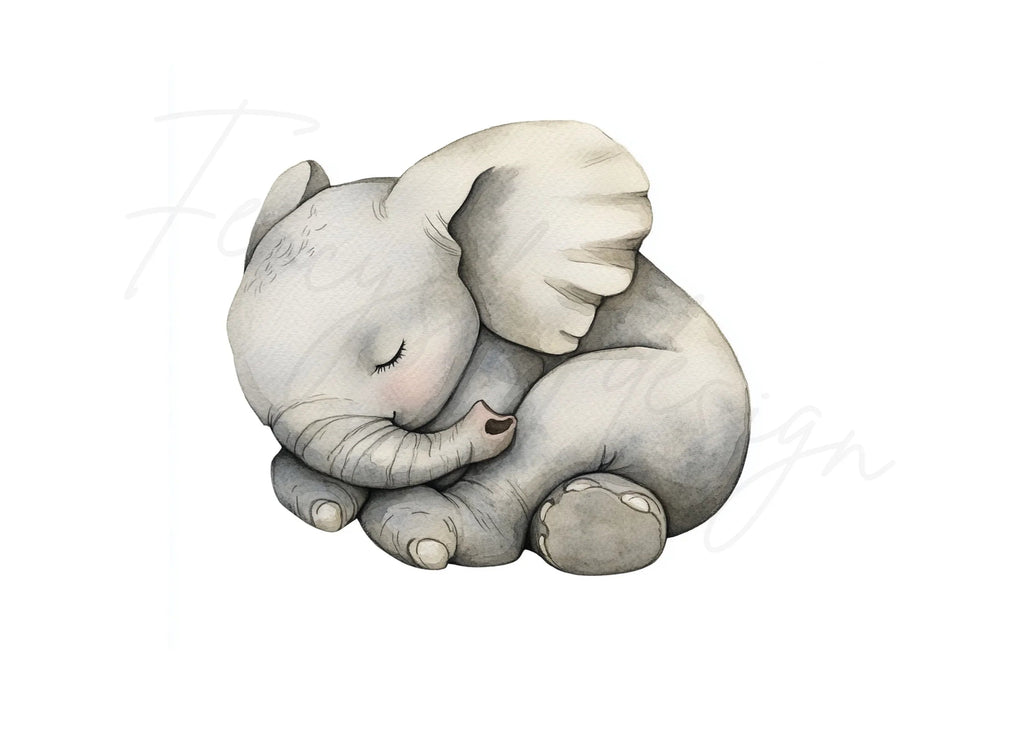 Cute Sleeping Baby Elephant Clipart Bundle