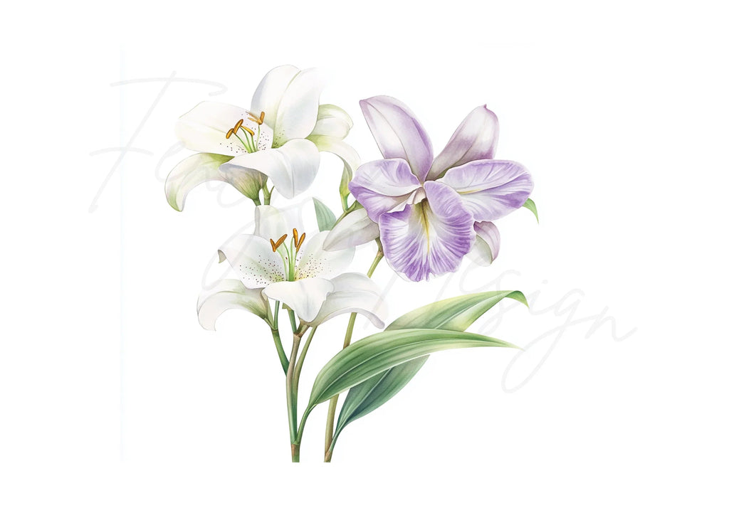 Elegant Lilies and Orchids Clipart Bundle