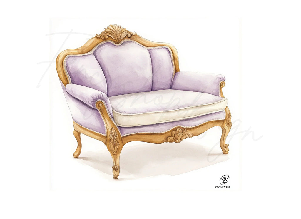 Elegant Purple French Armchair Clipart Bundle