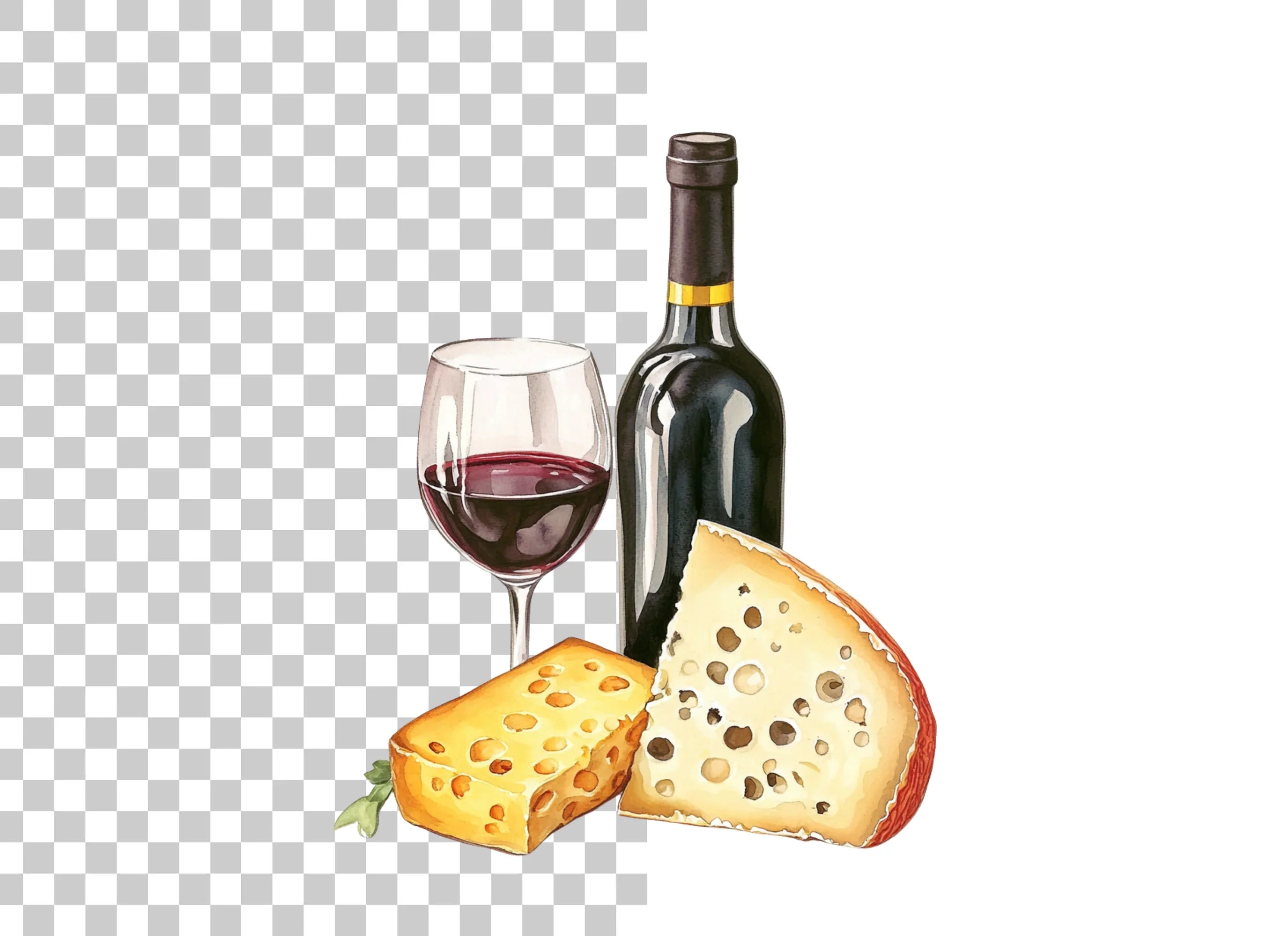 Wine and Cheese Pairing Clipart Bundle