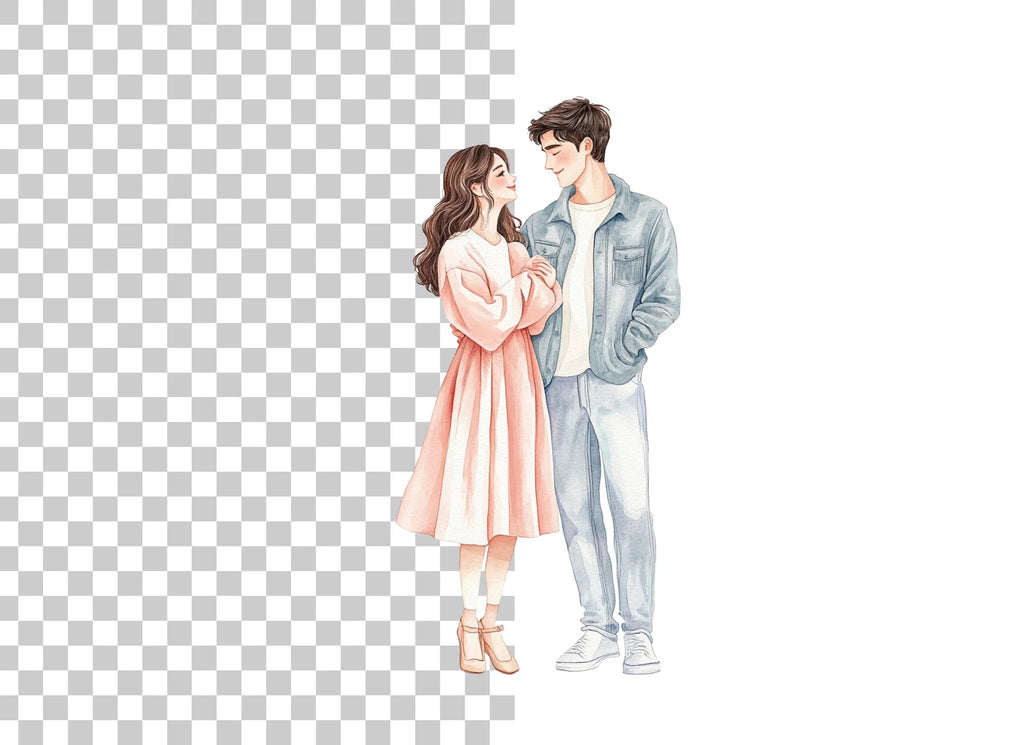 Romantic Couple Embrace Clipart Bundle