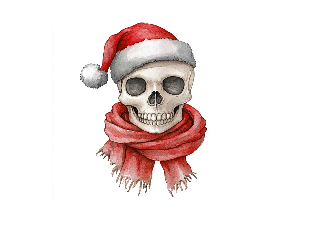 Christmas Skulls with Santa Hats Clipart Bundle