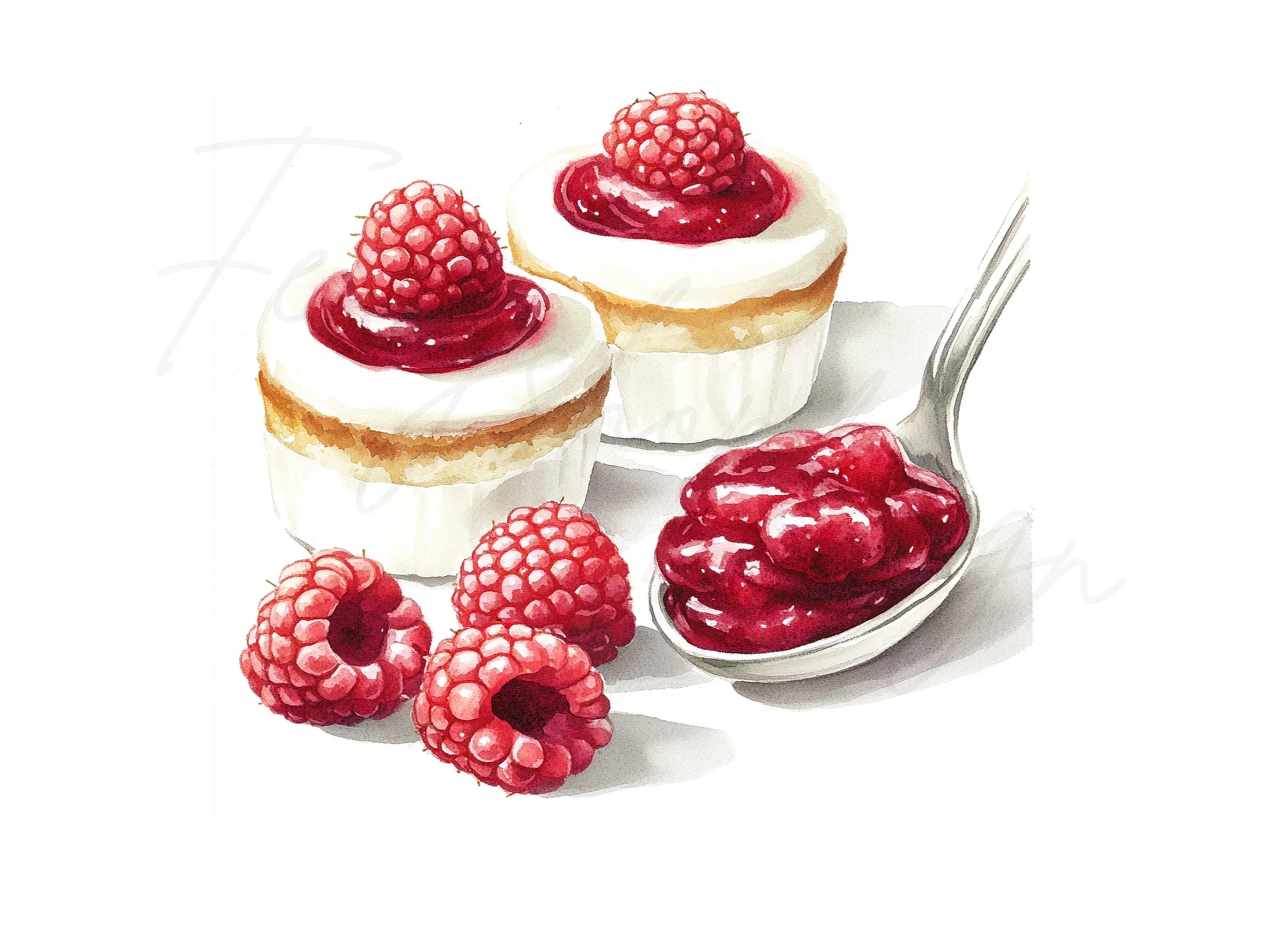 Delicious Raspberry Desserts Clipart Bundle