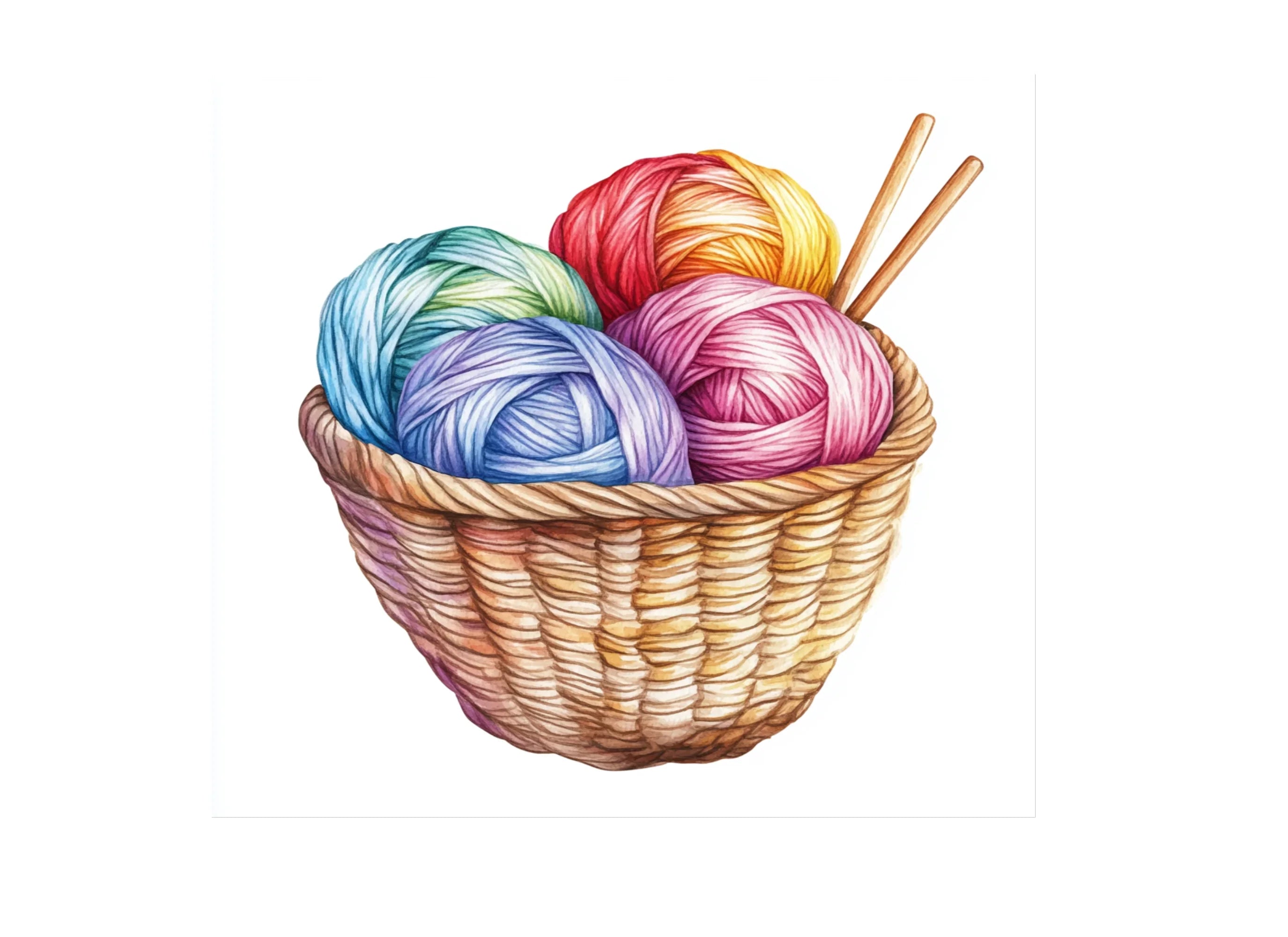 Yarn Baskets Clipart Bundle