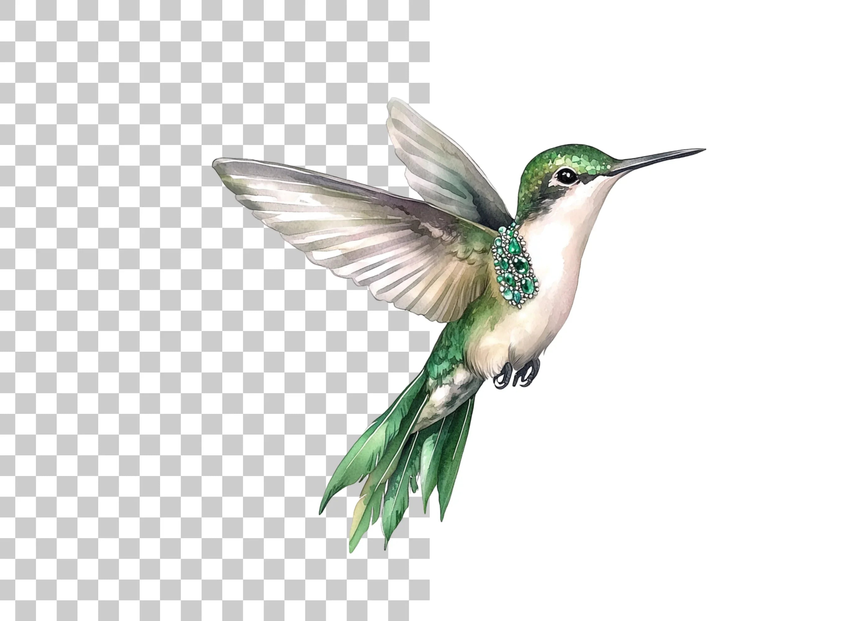 Emerald Hummingbird Clipart Bundle