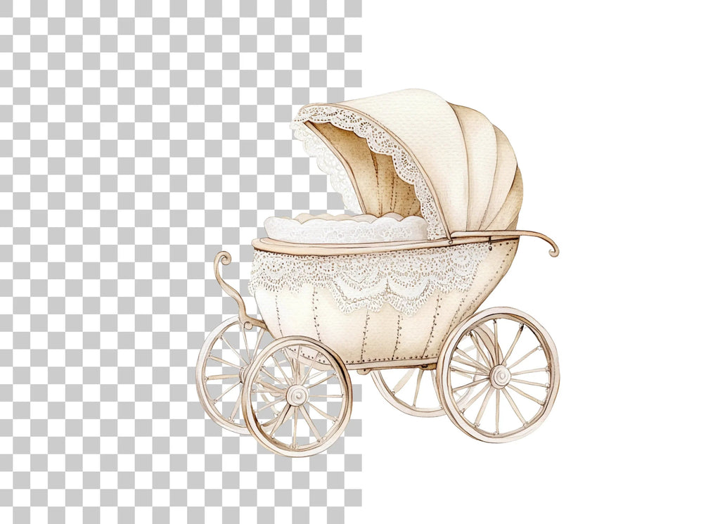 Vintage Baby Pram Clipart Bundle