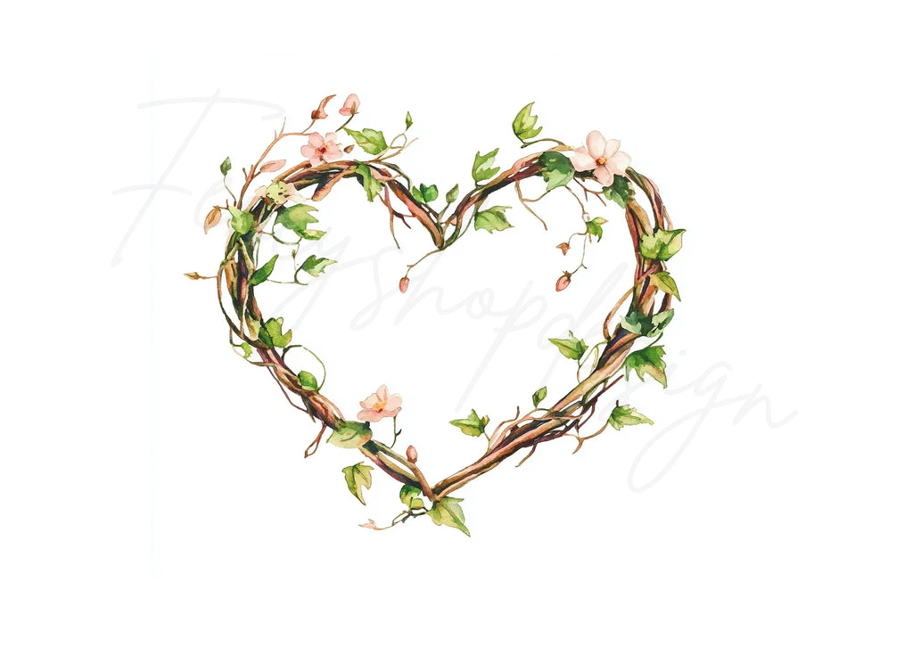 Rustic Twig Heart Frames Clipart Bundle