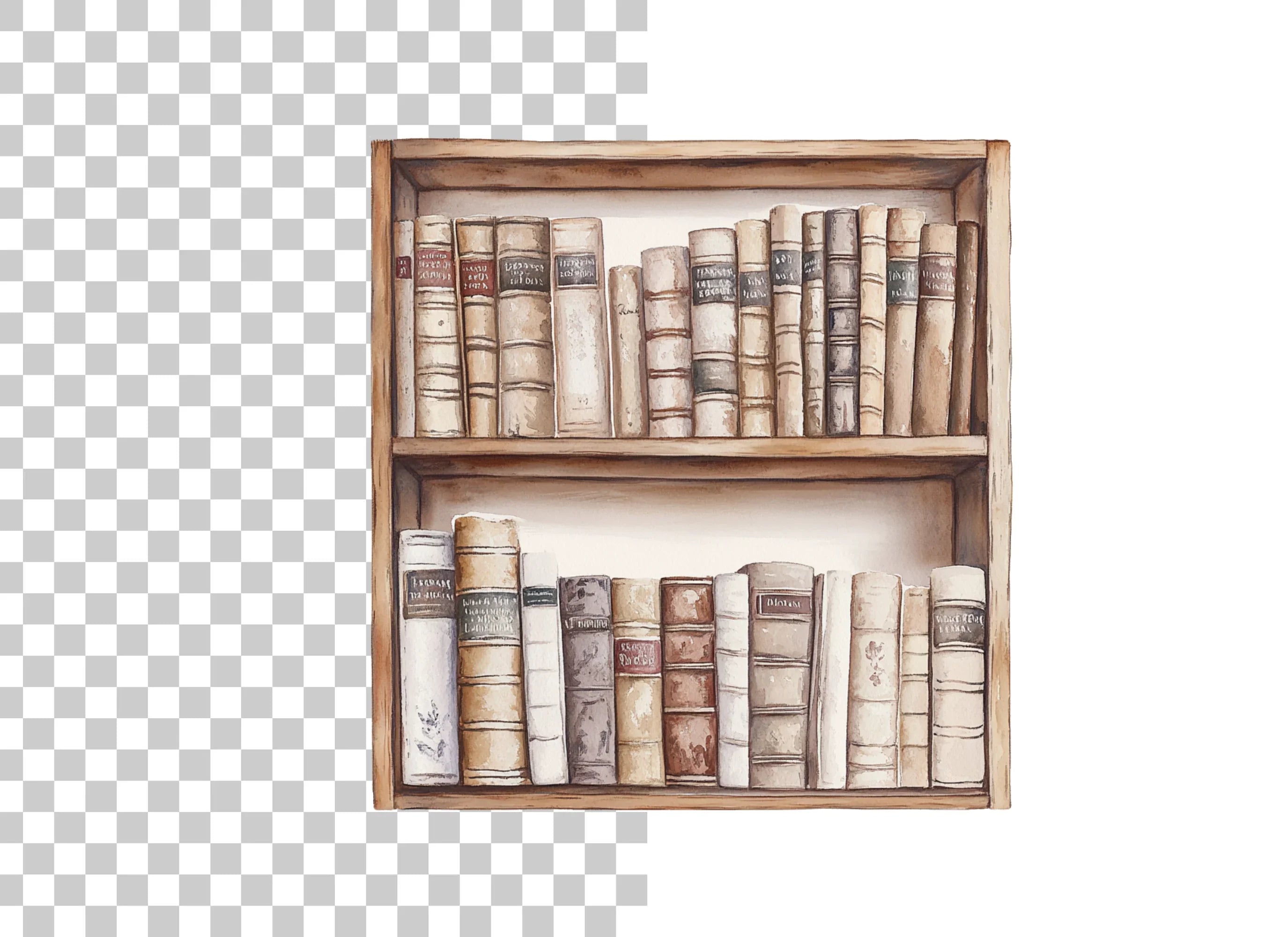 Bookshelf Illustration Clipart Bundle