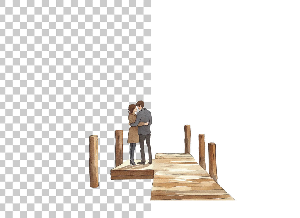 Romantic Couple on Dock Clipart Bundle