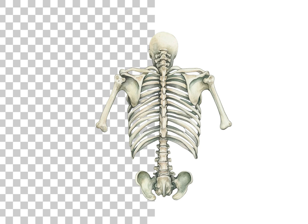 Human Torso Skeleton Back View Clipart Bundle