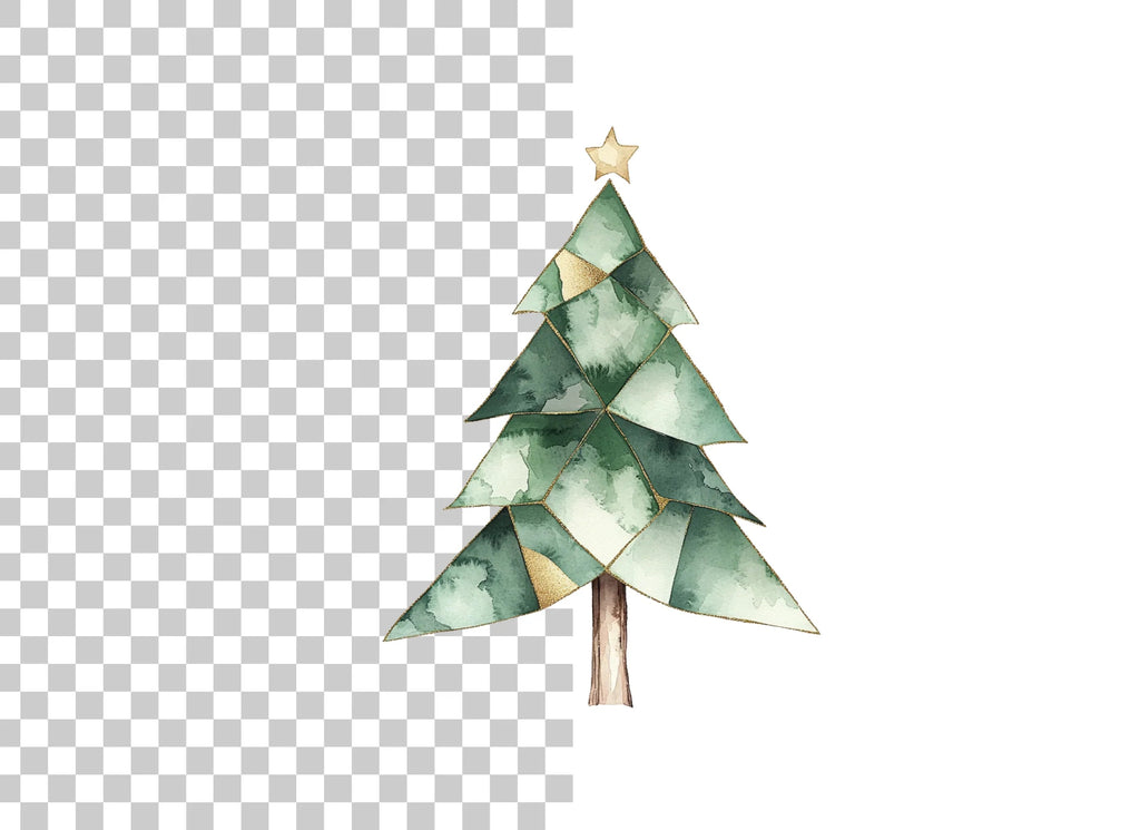 Geometric Christmas Trees Clipart Bundle