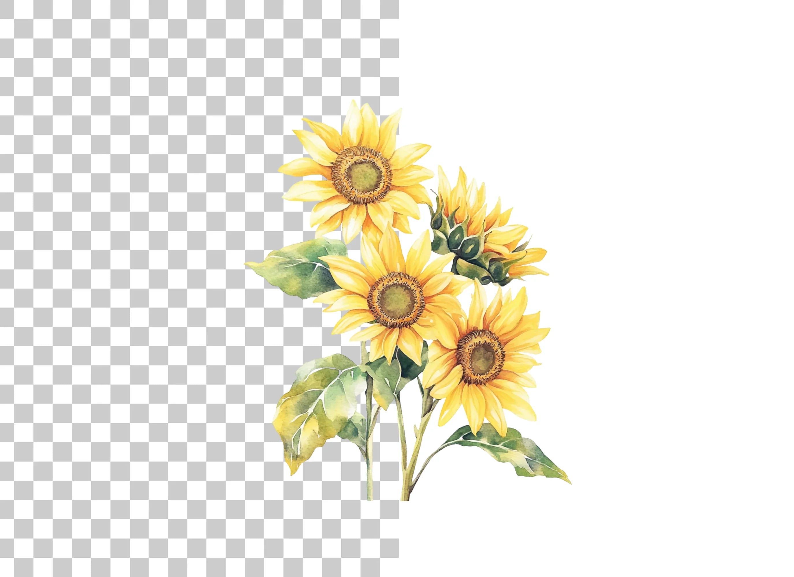 Vibrant Sunflower Bouquet Clipart Bundle