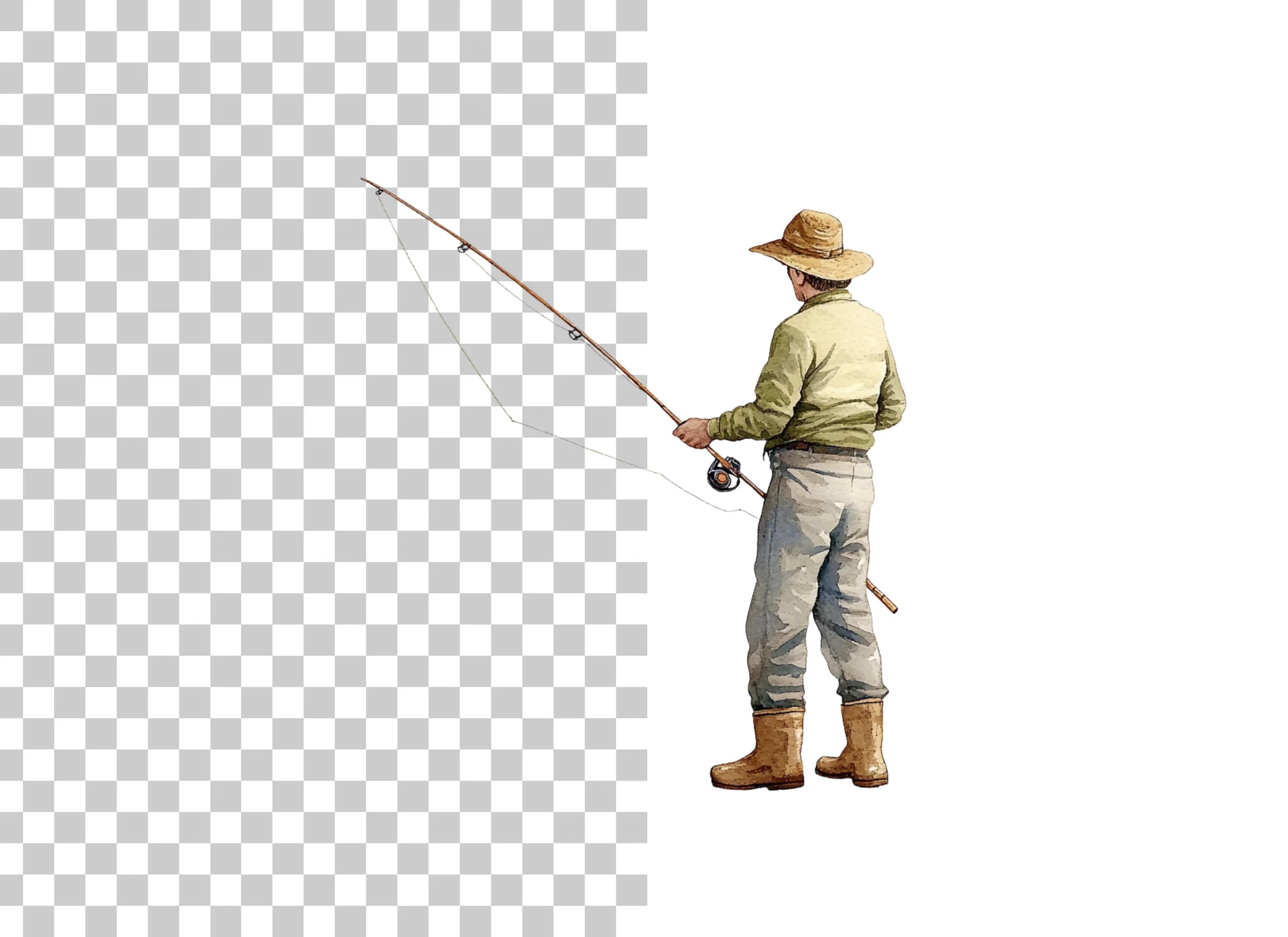 Man Fly Fishing Clipart Bundle