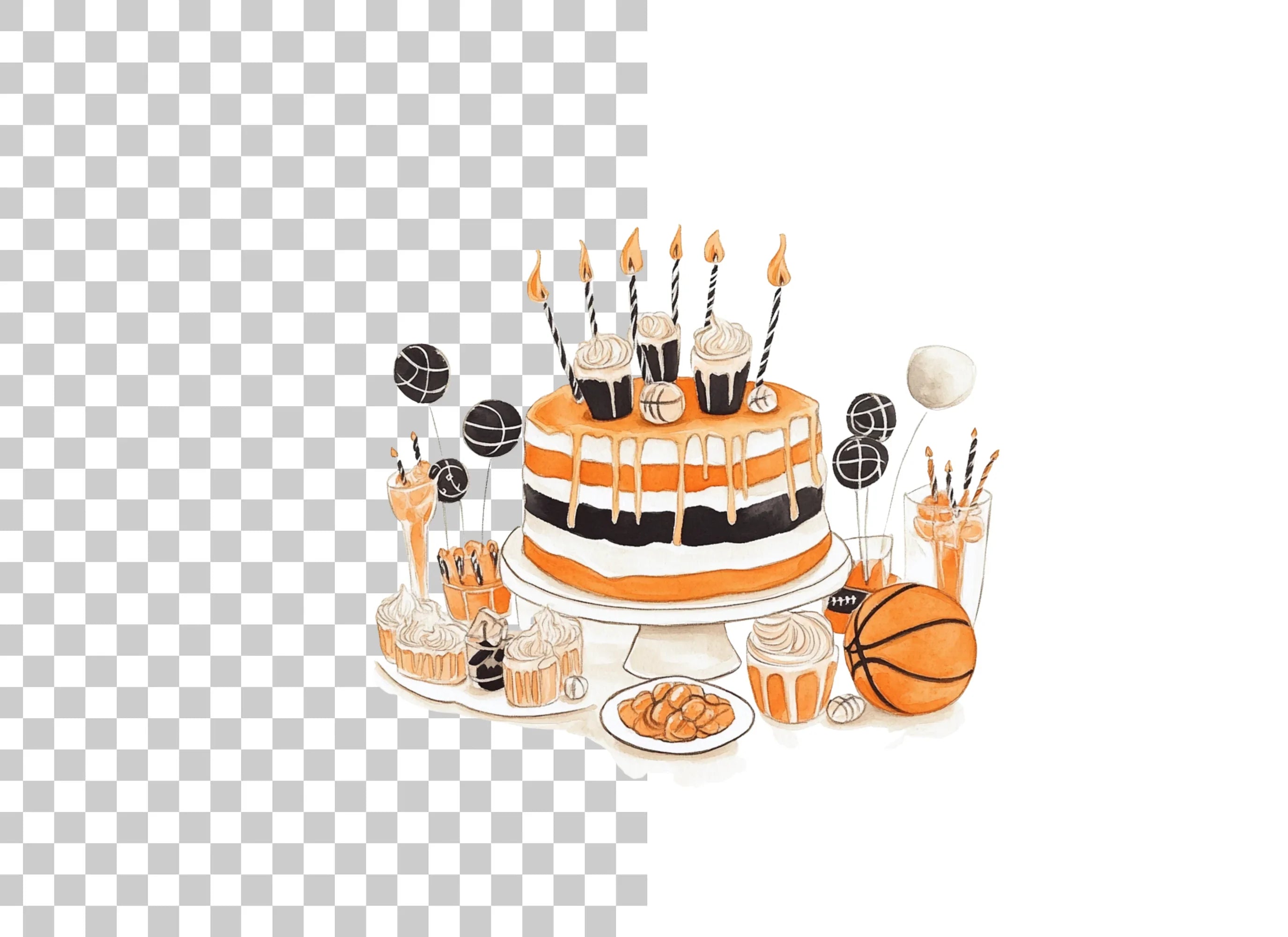Basketball Themed Dessert Table Clipart Bundle