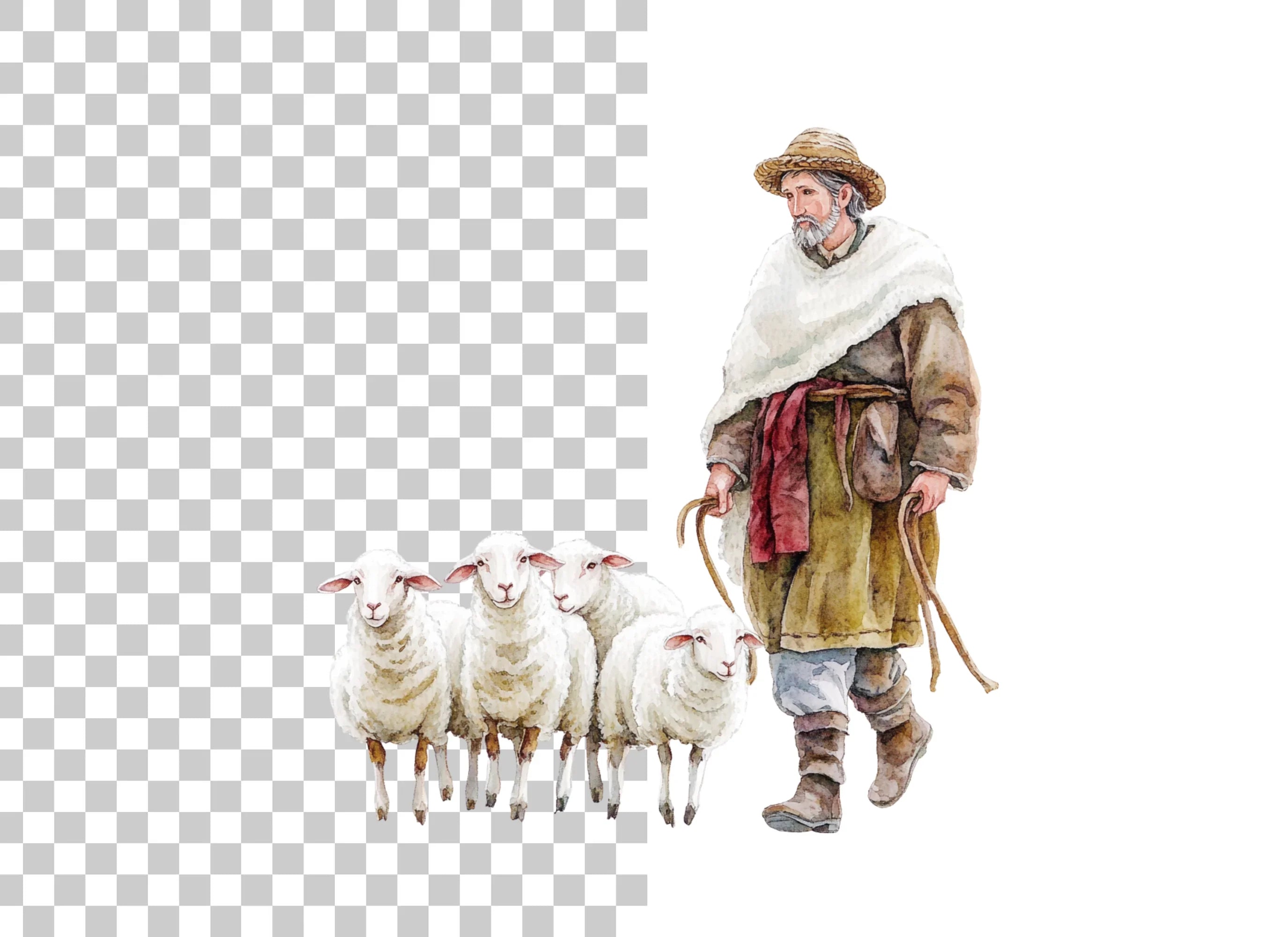 Shepherds with Sheep Clipart Bundle