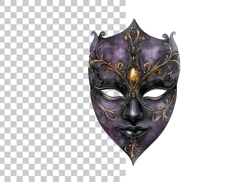 Elegant Venetian Masquerade Masks Clipart Bundle