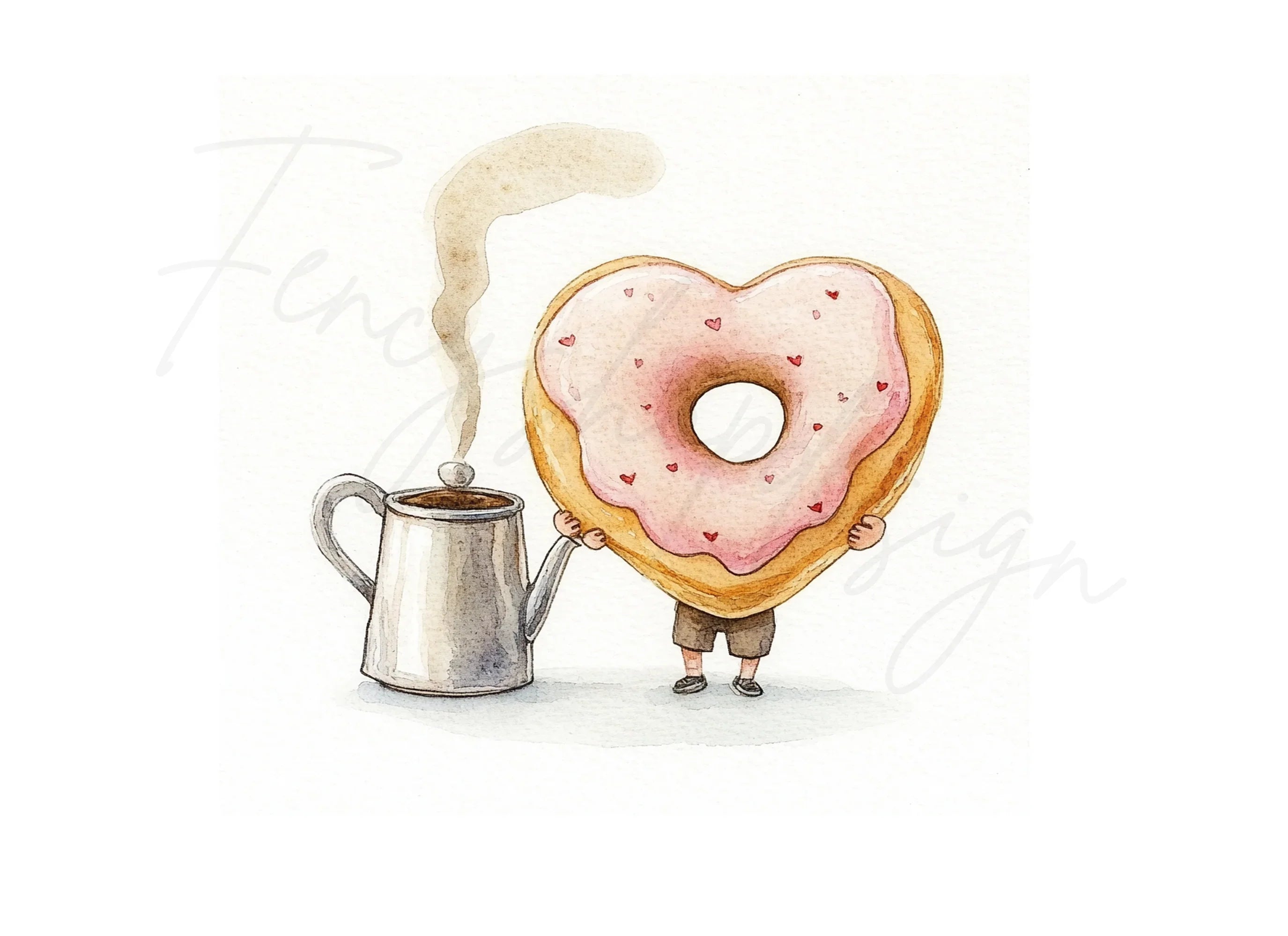 Heart Donut Coffee Morning Clipart Bundle