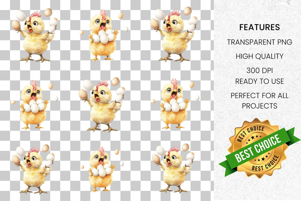 Adorable Baby Chicks and Easter Eggs Clipart Bundle