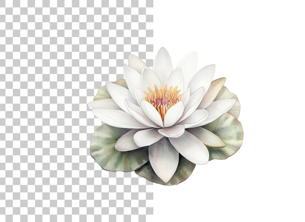 Elegant White Water Lily Clipart Bundle