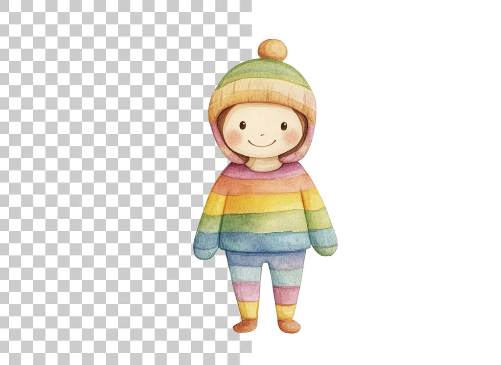 Cute Rainbow Outfit Child Clipart Bundle