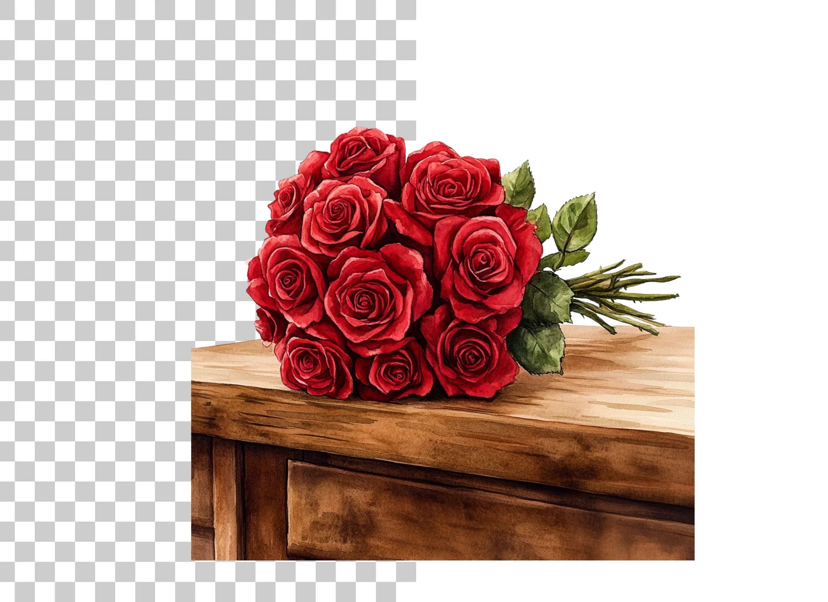 Elegant Red Rose Bouquet Clipart Bundle