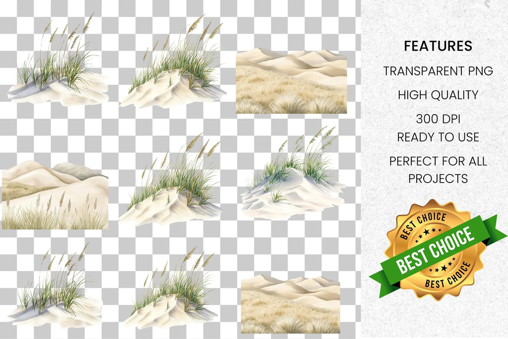 Sand Dunes Grass Clipart Bundle
