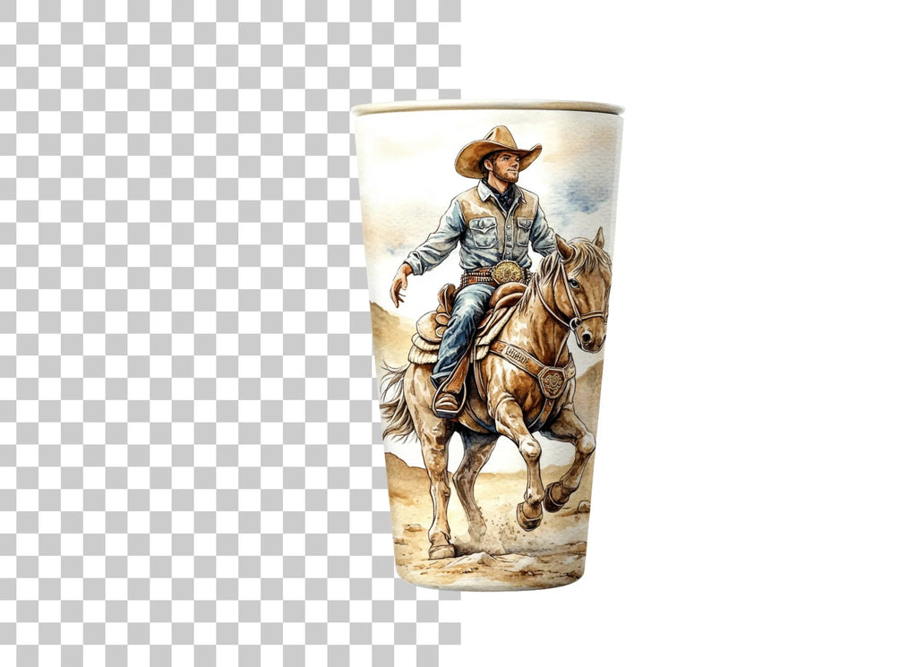 Cowboy Horse Tumbler Designs Clipart Bundle