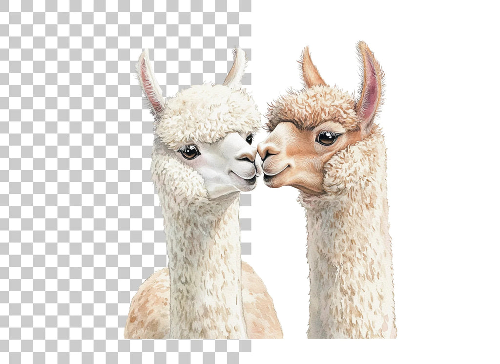 Cute Alpaca Couple Clipart Bundle