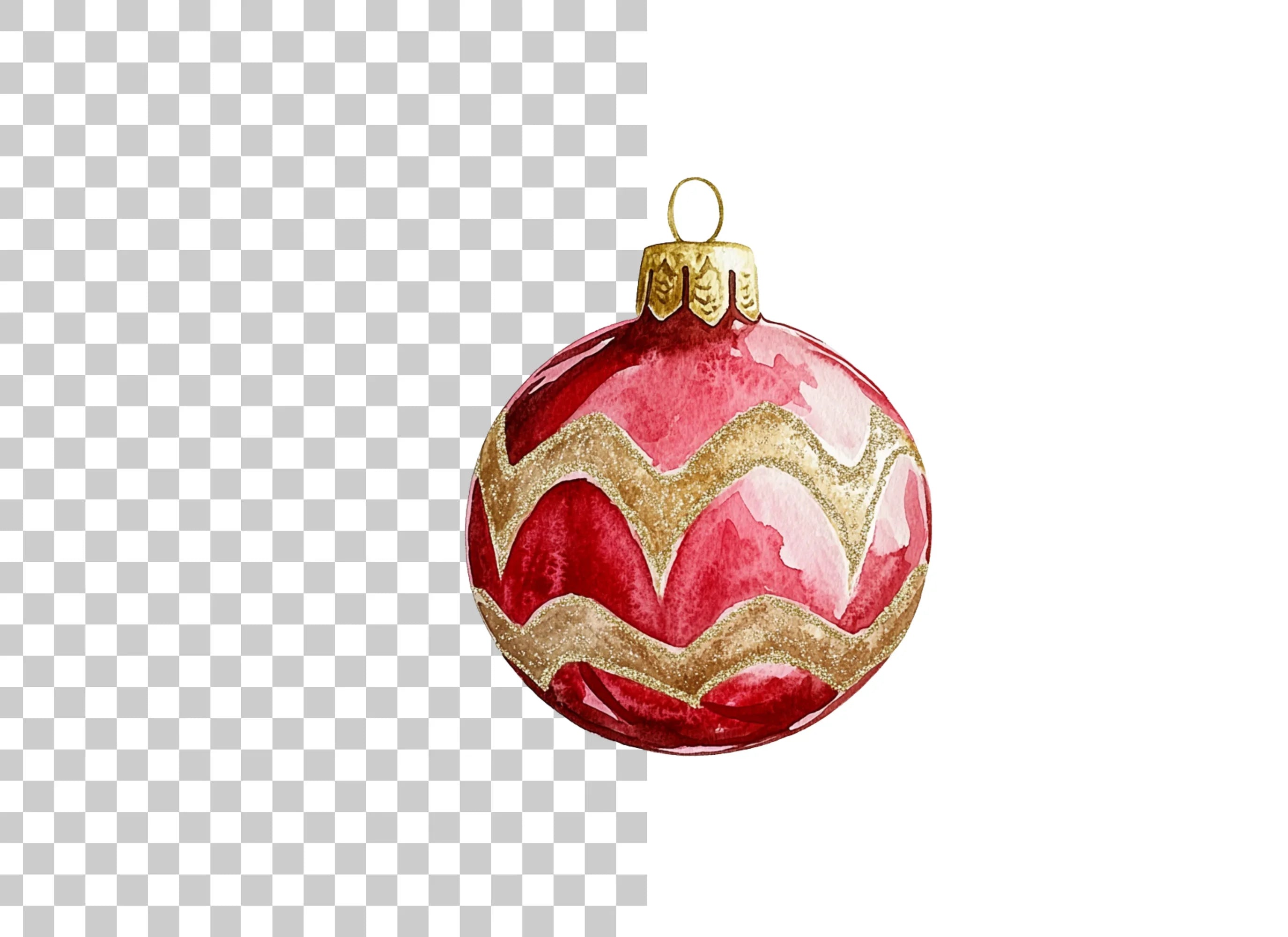 Red Gold Christmas Ornament Clipart Bundle