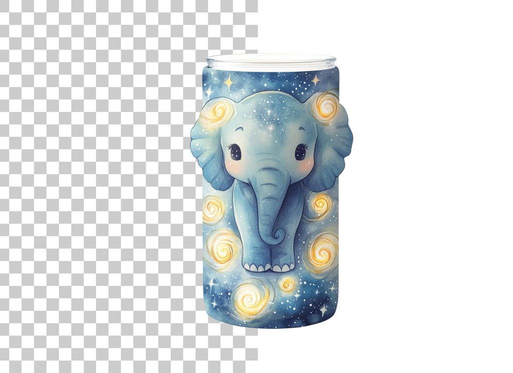 Cute Elephant in Starry Night Clipart Bundle