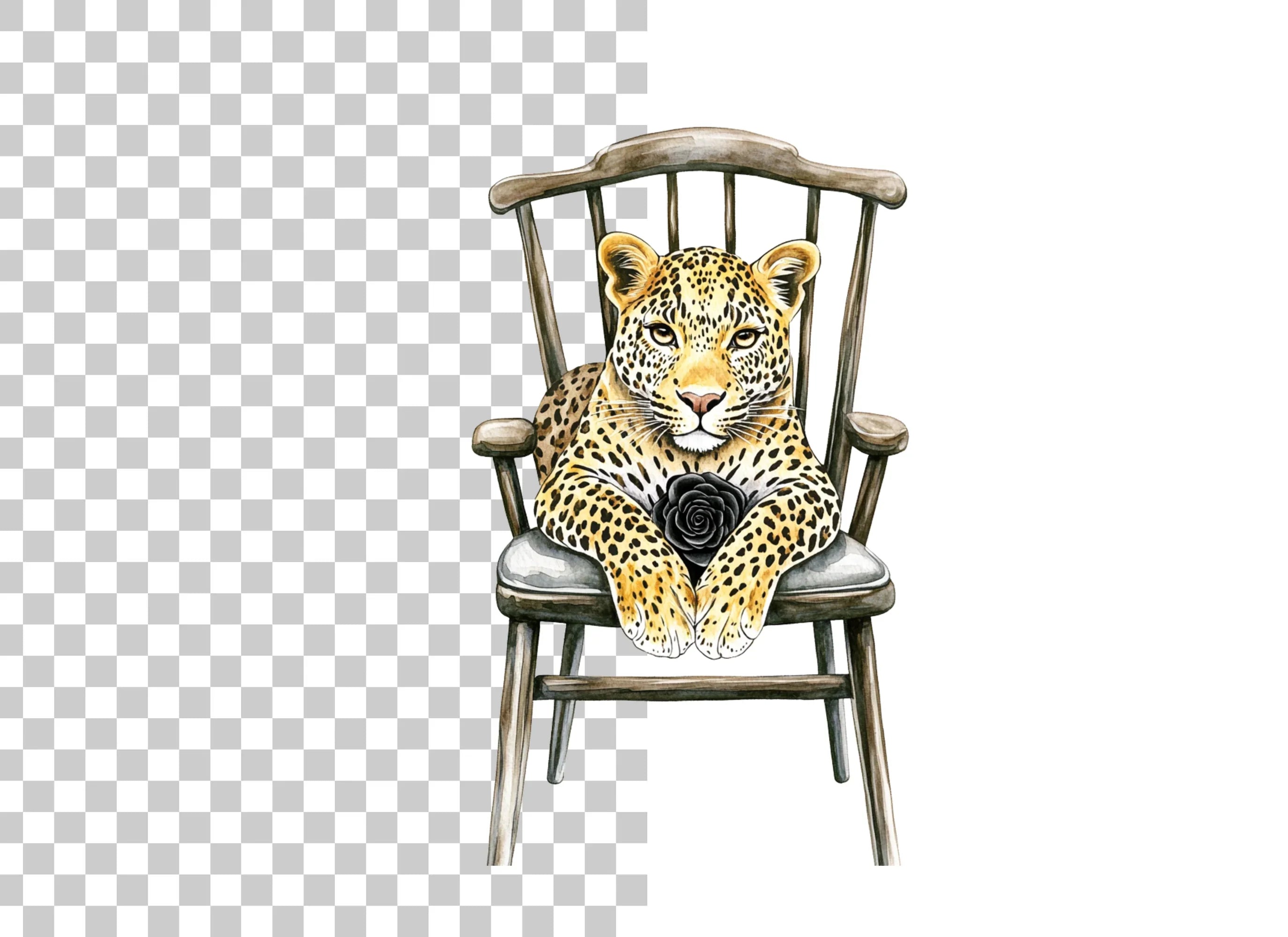 Leopard in Chair Clipart Bundle