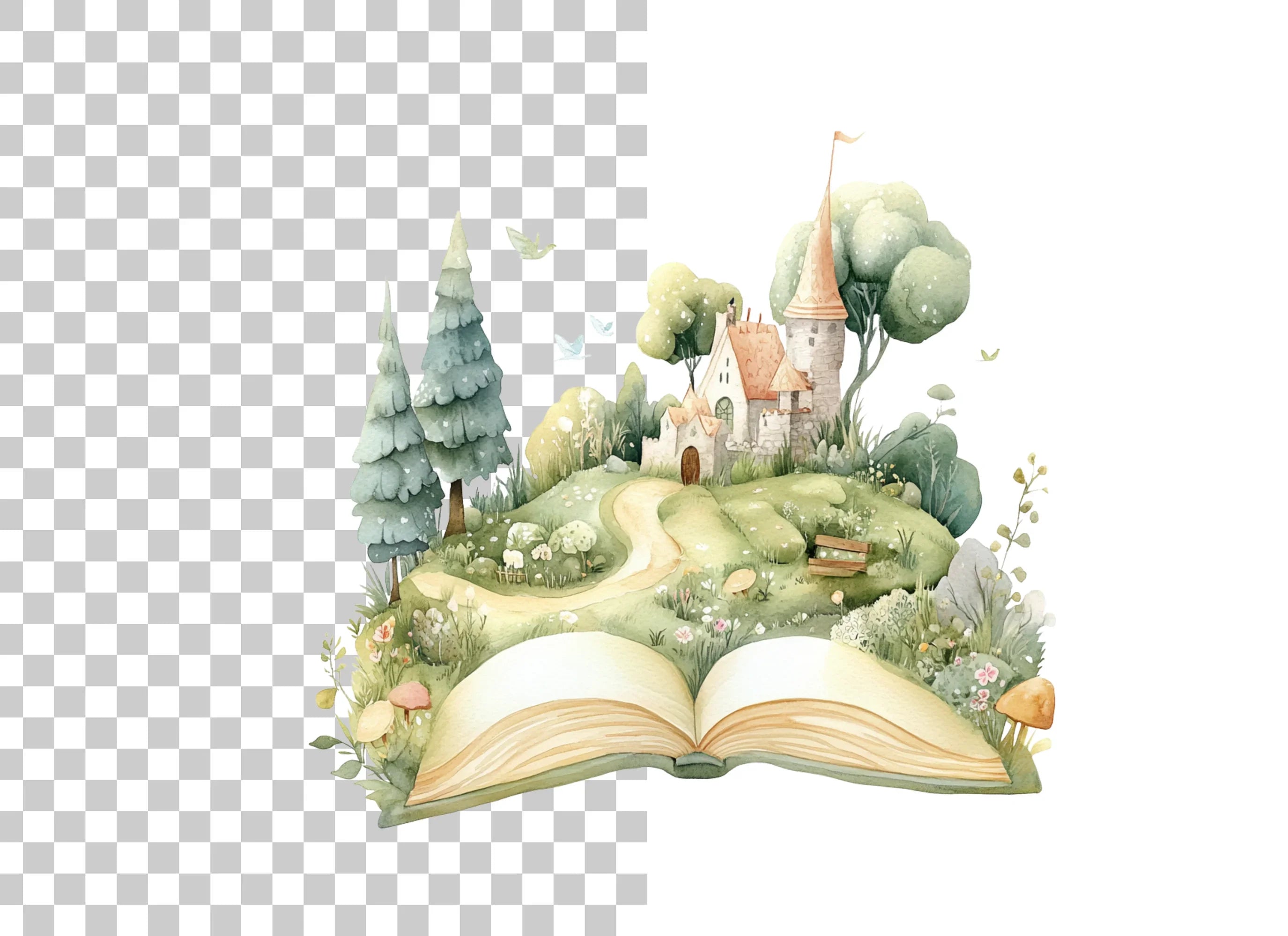 Fantasy Castle Pop Up Book Clipart Bundle