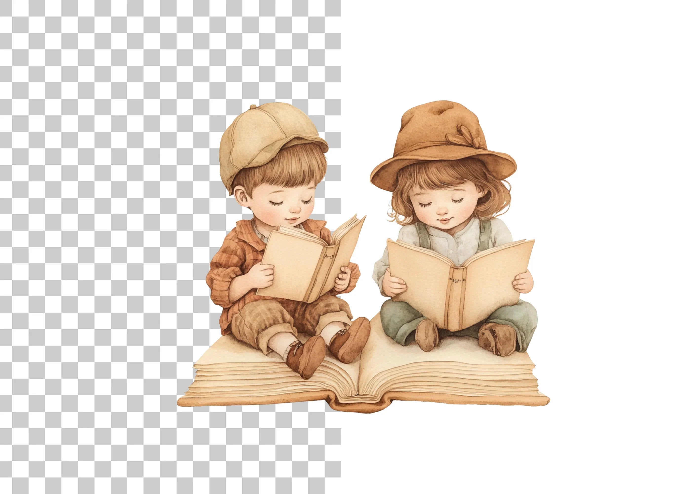 Kids Reading Books Clipart Bundle