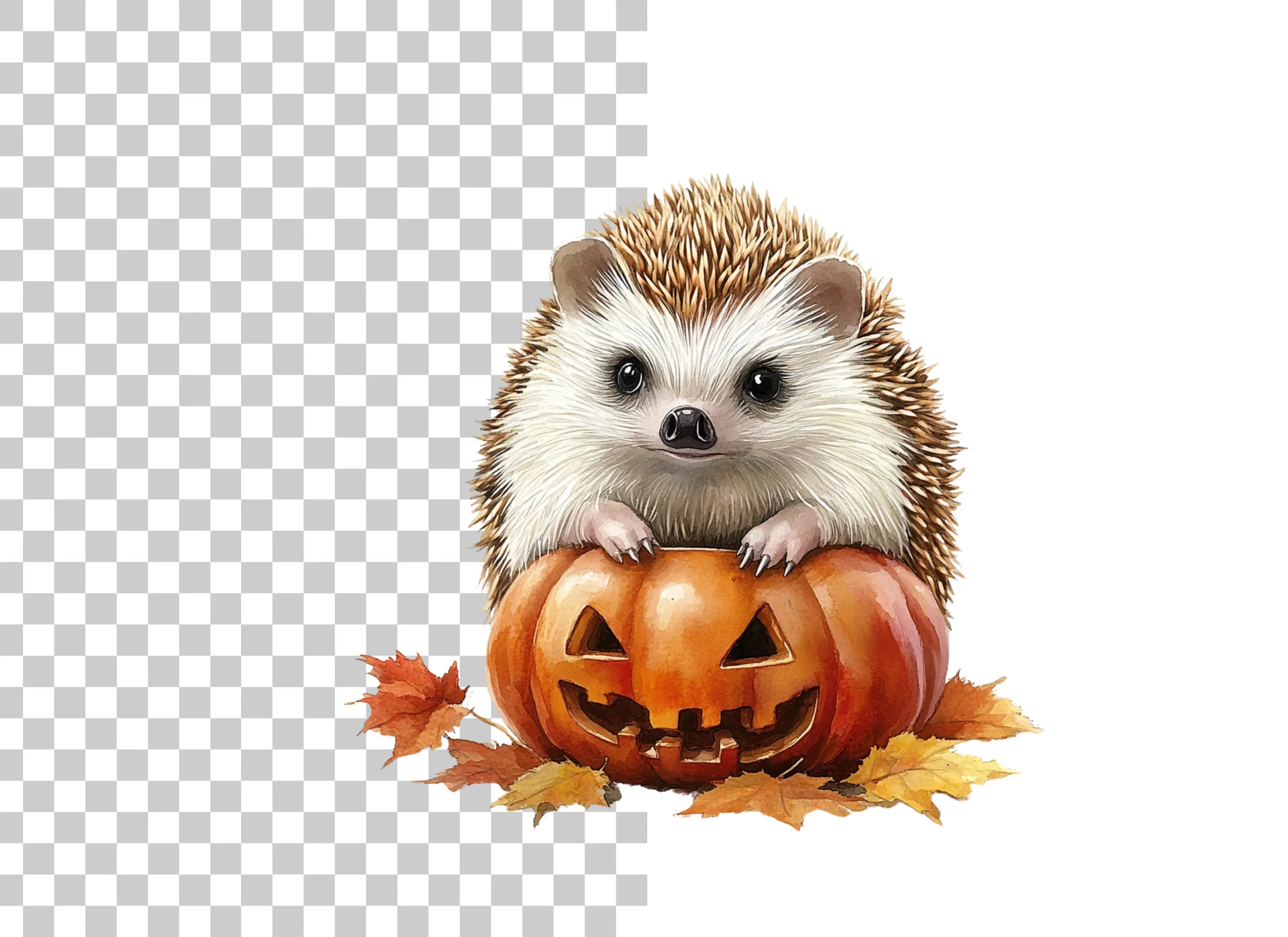 Cute Hedgehog Halloween Pumpkin Clipart Bundle