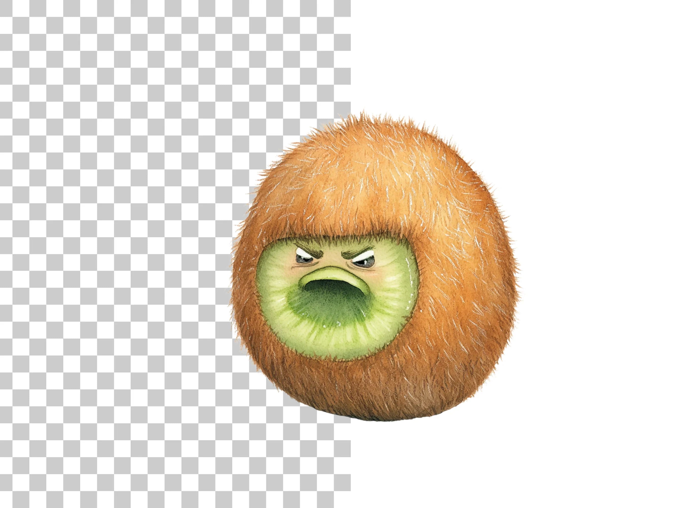 Angry Kiwi Fruit Cartoon Clipart Bundle