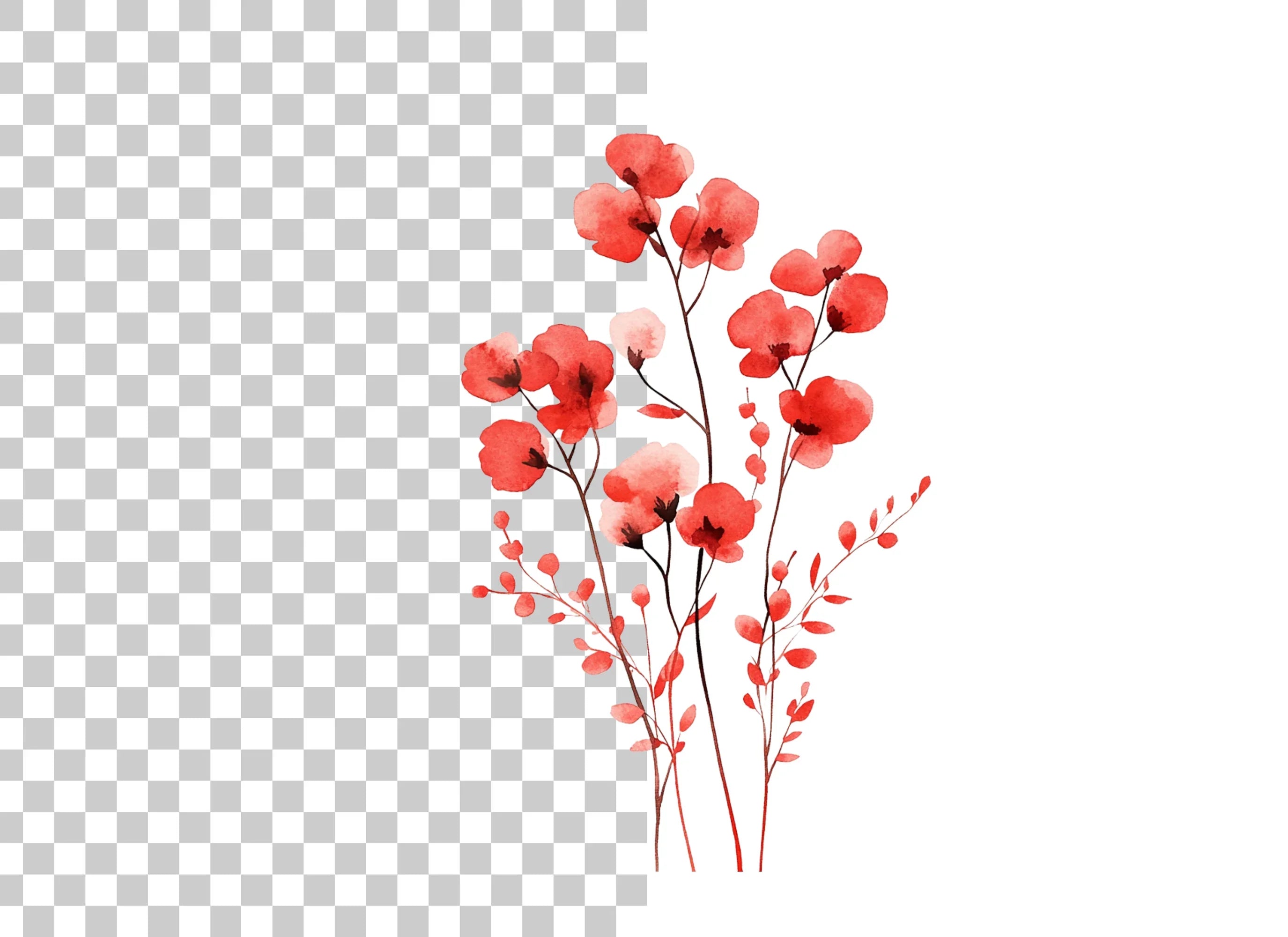 Red Floral Clipart Bundle