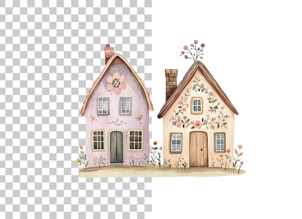 Floral Houses Clipart Bundle