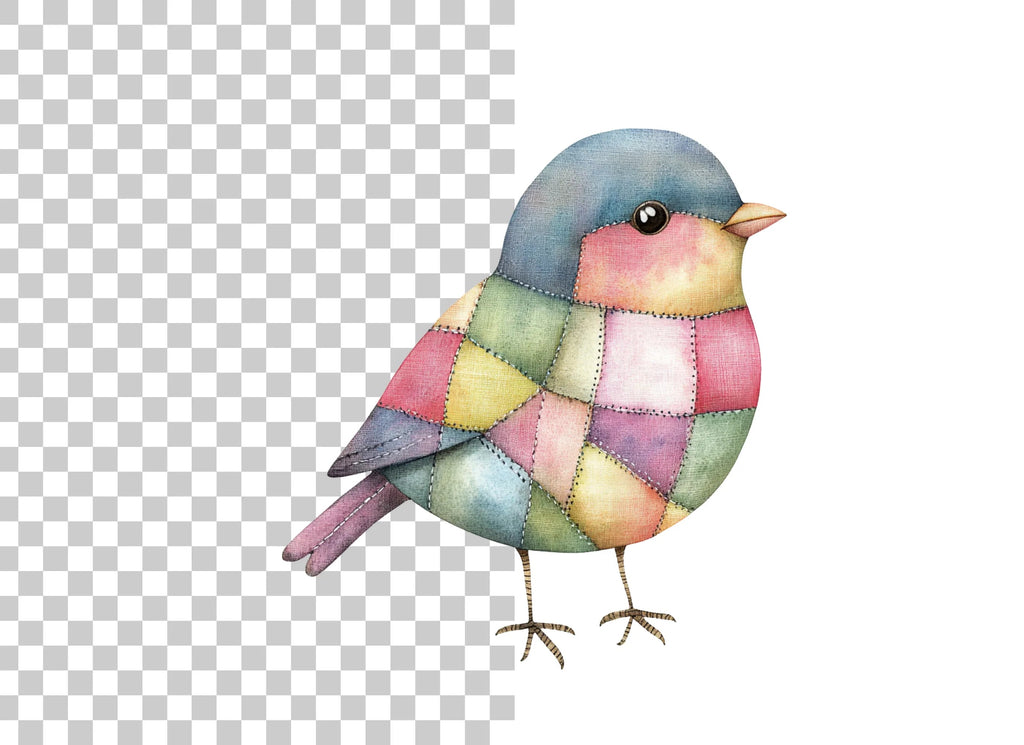 Patchwork Bird Illustrations Clipart Bundle