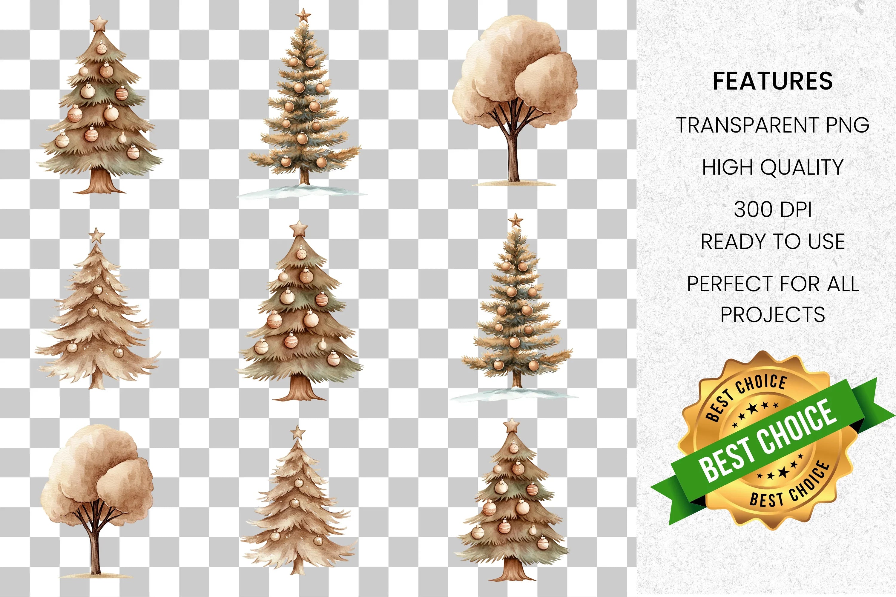Winter Christmas Trees Clipart Bundle