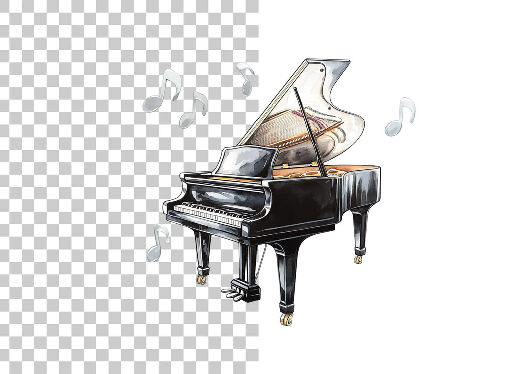 Grand Pianos with Music Notes Clipart Bundle